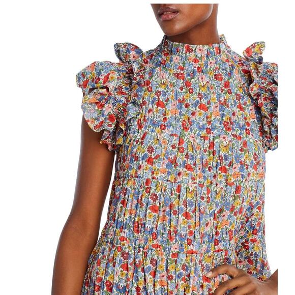 SEA NEW YORK Tuckernuck Multi Hanna Park Liberty Flutter Sleeve Cotton Dress XS - Picture 5 of 16
